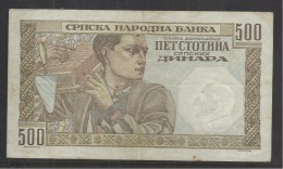 1942 German Occupation Of Serbia - 500 Dinara Banknote - 2° Guerre Mondiale