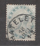 BELGIQUE , 1883, Leopold II , Yvert N° 39 , 20 C Gris Bleu , Obl CHATELET , TB Cote Mini 10 Euros - 1883 Leopold II