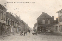 WAEREGHEM  - STATLESTRAAT  -  RUE DE LA STATION  -  Janvier 1916  -  ANIMATION - VOITURE A CHIEN - Waregem