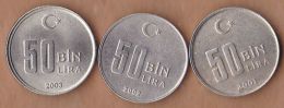 AC - TURKEY 50 000 LIRA 2001 - 2002 - 2003 Copper - Nickel - Turchia