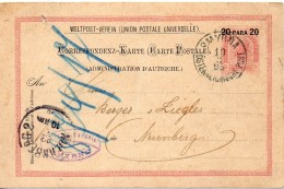 Levant Autrichien Entier Postal Smyrna Pour L'Allemagne 1895 - Oostenrijkse Levant