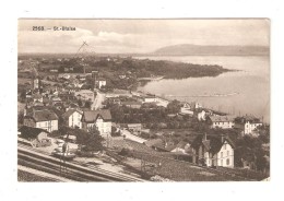 CPA Suisse ( Neuchatel ) SAINT BLAISE MARIN Vue Générale Voie Ferrée Maisons Lac Imprimé " Chez Jean Louis  Biere Muller - Marin