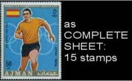 BULK: 5 X Ajman 1970 World Cup Mexico Football Martinez Spain 50Dh SHEETS:15 Stamps   [feuilles, GanzeBogen,hojas] - 1970 – Mexico