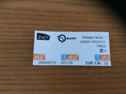 Ticket De Métro Stif PARIS(75) RATP SNCF "CERGY-PREFECT. PARIS" - Europe