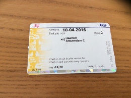 Ticket De Tramway, Bus, Métro GVB Amsterdam "Haarlem Amsterdam C" Pays-Bas - Europe