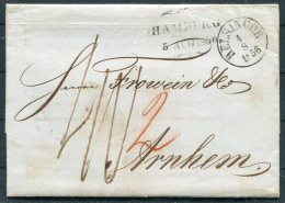 1856 Denmark Helsingor Hamburg Entire - Arnheim, Netherlands - ...-1851 Voorfilatelie