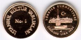 AC - MAIDEN'S TOWER LEANDER'S TOWER TOWER Of LEANDROS COMMEMORATIVE GOLD COIN TURKEY 1997 PROOF UNCIRCULATED - Tansania