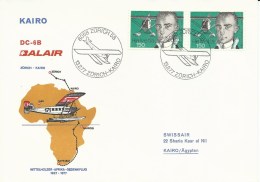 SF 77.1, BALAIR, Zurich - Le Caire, Vol Souvenir, DC-6B, 1977 - Erst- U. Sonderflugbriefe