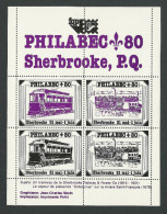 B33-13 CANADA 1980 PHILABEC Streetcars Boat Sheet Purple Perf - Vignettes Locales Et Privées