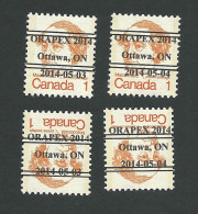 B33-33 CANADA ORAPEX 2014 Set Of 4 MNH - Vignettes Locales Et Privées