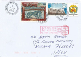 Belle Lettre D'Andorre Adressée à Kagawa (Japon)   Avec Cachet Japonais Sur Le Recto Enveloppe - Brieven En Documenten