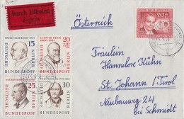 Berlin Brief Eilbote Mif Minr.166,168,169,170 178 Wuppertal 4.9.58 Gel. Nach Österreich - Lettres & Documents