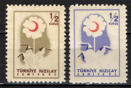 TURCHIA - 1957 - FIORI E LUNA CRESCENTE IN ROSSO - NUOVI MNH - Wohlfahrtsmarken