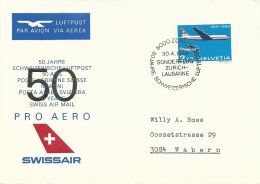 SF 69.4, Swissair, PRO AERO, Vol Spécial Zurich - Lausanne - Wabern, 1969 - Other & Unclassified