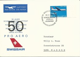 SF 69.4, Swissair, PRO AERO, Vol Spécial Zurich - Lausanne - Wabern, 1969 - Otros & Sin Clasificación