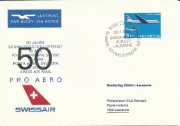 SF 69.4, Swissair, PRO AERO, Vol Spécial Zurich - Lausanne, 1969 - Autres & Non Classés