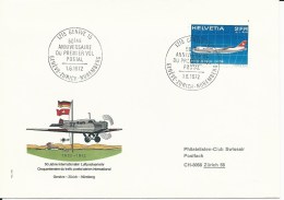 SF 72.5, 50 Ans Trafic Postal Aérien, Genève - Zurich - Nurnberg, 1972 - Autres & Non Classés