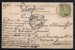 1908 , TARJETA POSTAL CIRCULADA A  LISBOA , MADEIRA , FUNCHAL ,  LLEGADA. - Funchal