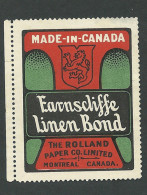 B34-06 CANADA Montreal Rolland Paper Company Advertising Stamp MNG Earnscliffe - Viñetas Locales Y Privadas