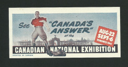 B34-44 CANADA 1941 CNE Canadian National Exhibition Label - Werbemarken (Vignetten)