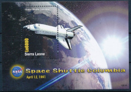 SIERRA LEONE SHEET ESPACE SPACE ESPACIO SHUTTLE COLUMBIA NASA - Etats-Unis