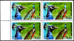 BIRDS-PHEASANTS-PEACOCKS-AFGHANISTAN-2000-BLOCK OF 4-ERROR-MNH-SCARCE-B9-653 - Paons