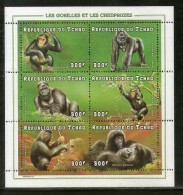 Chad 1998 Gorillas & Chimpanzees Animals Wildlife Sc 770 Sheetlet MNH # 7980 - Chimpanzees