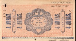 India Fiscal Gwalior State 4As Stamp Paper Type 55 KM 553 Good Condition # 10675C Court Fee / Revenue Stamp - Gwalior