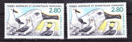 TAAF 150 Variété Impression Décalée Becs Blancs Et Normal Albatros  Neuf ** MNH Sin Charmela - Geschnittene, Druckproben Und Abarten