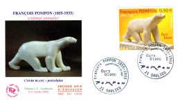 FDC Enveloppe 1er Jour 2005 - François Pompon - L'ours Blanc - Saulieu (21) - Port Gratuit - 2000-2009