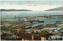 Gibraltar View Of The Harbour With The British , American And Russian Fleets January 31 1909 Edit Benzaquen Tanger - Gibraltar