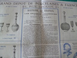 Rare Publicité 19ème  Grand Dépot De Porcelaines Et Faïences Paris Rue Drouot Cristal, Barbotine  Format 2 XA3 Environ - Werbung