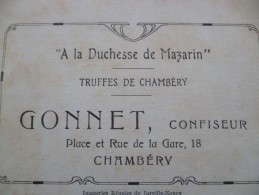 Carte Pub Chambery Savoie Gonnet Confiseur A La Duchesse De Mazarin - Chambery