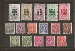 ST LUCIA  1949 SET + 1c And 2c PERF VARIETIES SG 146/159 INCLUDING SG 146a And SG147a VERY LIGHTLY MOUNTED MINT Cat £60+ - St.Lucia (...-1978)