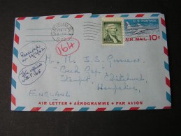 == USA Air Letter 1962 To England - 1961-80