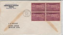 USA 1939  Montana Stetehood - Block Of 4 -FDC - 1851-1940