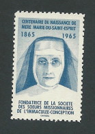 B35-20 CANADA 1965 Mere Marie-du-Saint-Esprit MNH - Vignette Locali E Private