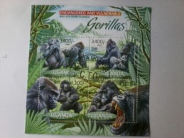 UGANDA SHEET USED GORILLAS WILDLIFE ENDANGERED AND VULNERABLE SPECIES GORILLES FAUNE SAUVAGE ANIMAUX GORILAS - Gorilla's