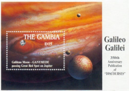 GAMBIA SHEET ESPACE SPACE GALILEO GALILEI JUPITER GALILEAN MOON - Autres & Non Classés