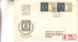 Finlande - Lettre Recommandée De 1960 - Oblitération  Helsinki - Timbres Sur Timbres - Exposition Philatélique - Covers & Documents