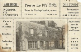 LOCMINE, Carte Publicitaire, Caisse D'épargne, Assurance, Greffier De Paix, Pierre Le Ny - Locmine