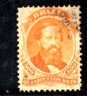 W1447 - BRASILE 1866 , 500 R. Orange N. 29  Usato . Pedro II - Usados