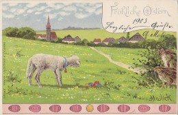 Alfred Mailick - Frohliche Ostern Easter Lamb Rabbit 1903 - Mailick, Alfred
