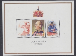 Norway 1988 Birthday King Olav (85Y) M/s ** Mnh (29530) - Hojas Bloque