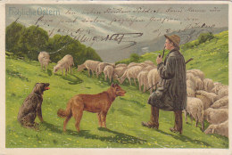 Alfred Mailick - Frohliche Ostern Easter Shepherd Sheep Lamb Dog 1905 - Mailick, Alfred