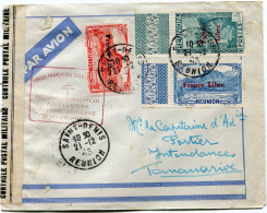 REUNION FRANCE LIBRE LETTRE PAR AVION CENSUREE AVEC CACHET ROUGE "FORCES FRANCAISES COMBATTANTES REUNION - MADAGASCAR.." - Storia Postale