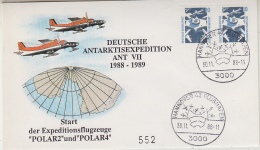 Germany 1988 Deutsche Antarktisexp Ant VII 1988-1989 Start Expeditionsflugzeuge Polar 2 & Polar 4  Cover (29542) - Expediciones Antárticas
