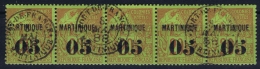 Martinique:  Yv Nr 4 Obl Used Bande De 5 - Usati