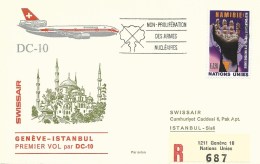 RF 75.27 U, Swissair, Genève - Istanbul, Recommandé, DC-10, 1975 - Erst- U. Sonderflugbriefe