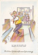 Bowling - Humor Postcard Signed Jux - Boliche